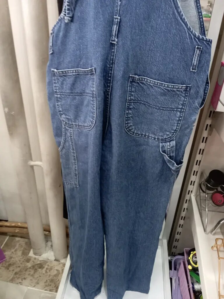 Leke jeans kot askılı pantolon - 6