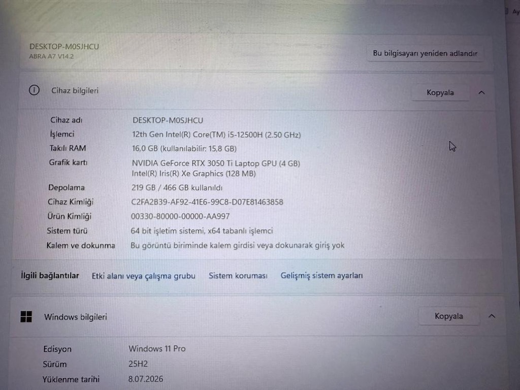 Monster Abra A7 V14.2.5 | i5-12500H | RTX 3050 Ti | 16 GB RAM | 17.3” - 2