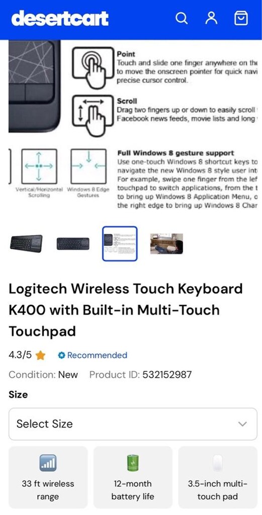 Logitech K400R Touch Padli Klavye - 5