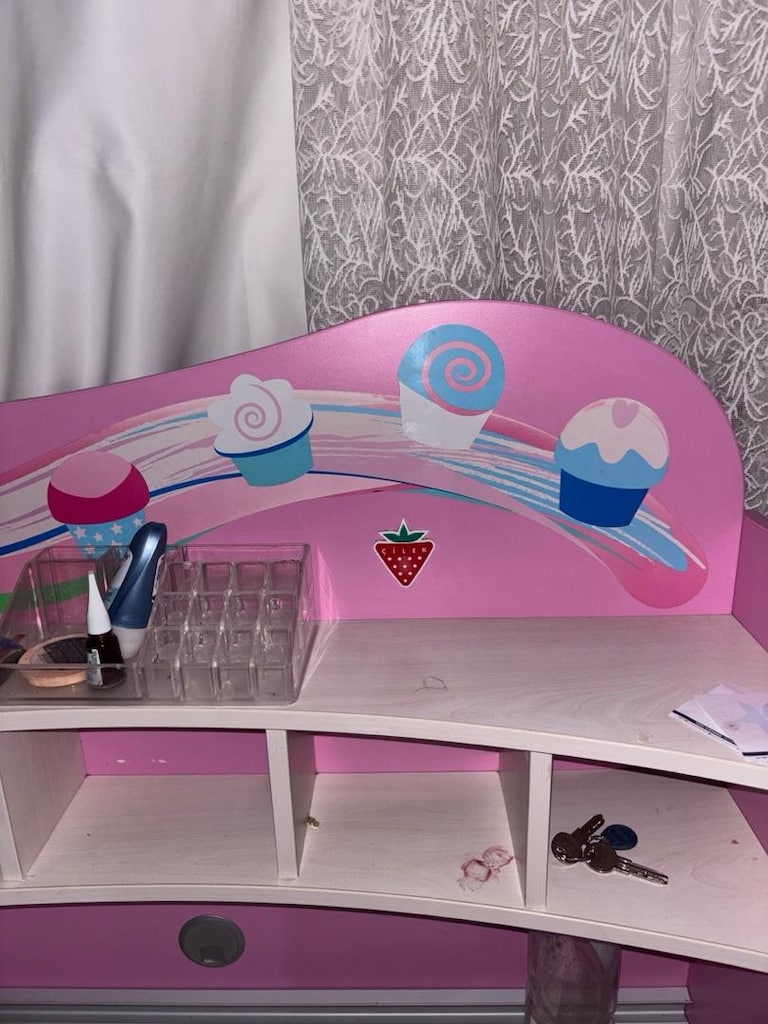 Çilek Mobilya Pembe Kitaplıklı Çalışma Masası - Sağlam & Kullanışlı - 2