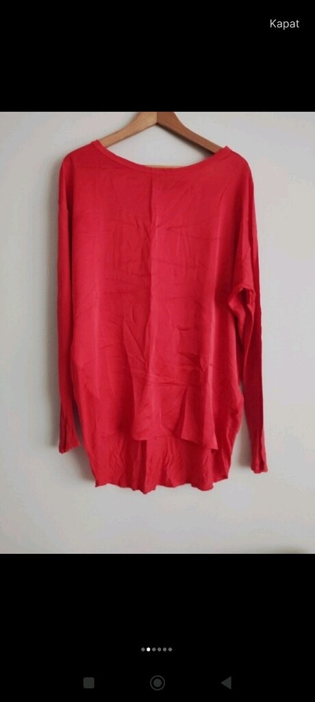 MANGO Oversize harika kırmızı saten bluz Violetta M L - 5