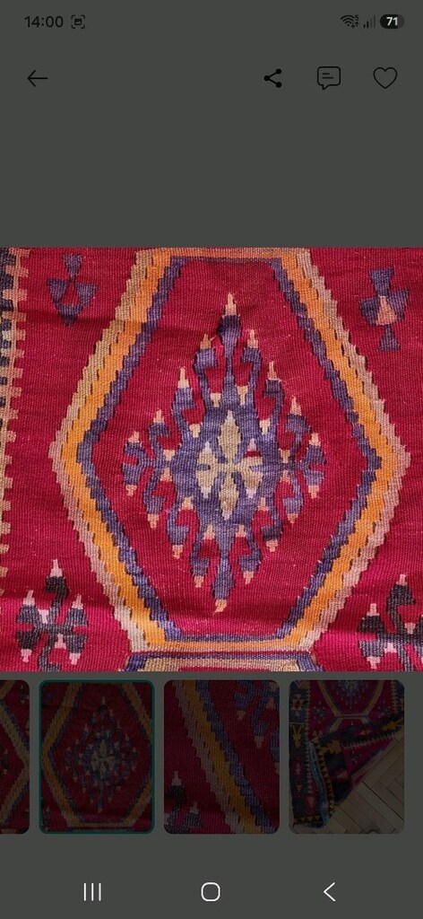 Antika El Dokuma Yün Kilim Kök Boya - 6