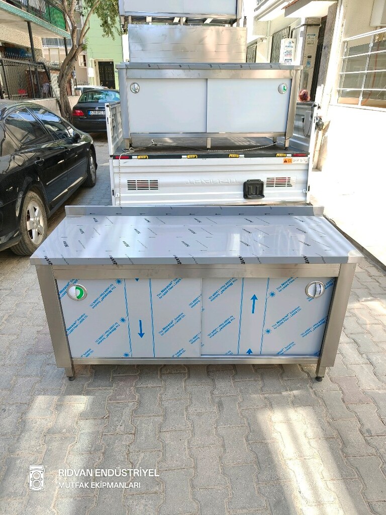 krom tezgah endüstriyel hazır mutfak krom çalışma tezgahı 160 cm tezğa - 12