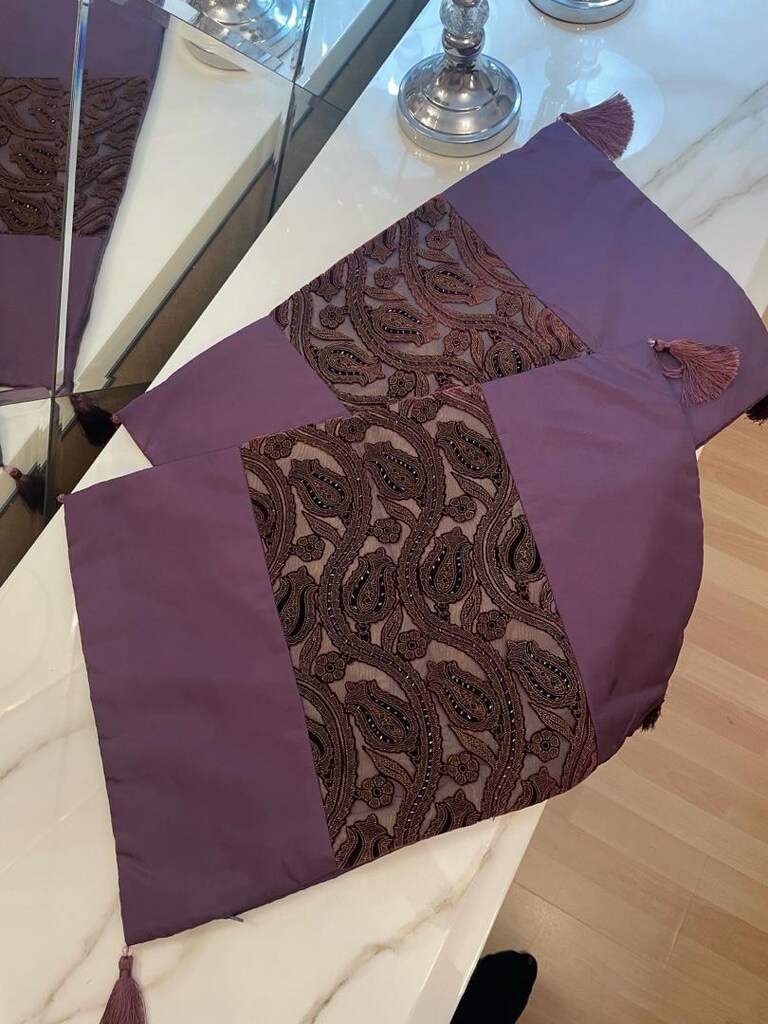 Çeyizden Bordo Salon Yastığı Boncuklu iki adet - 2