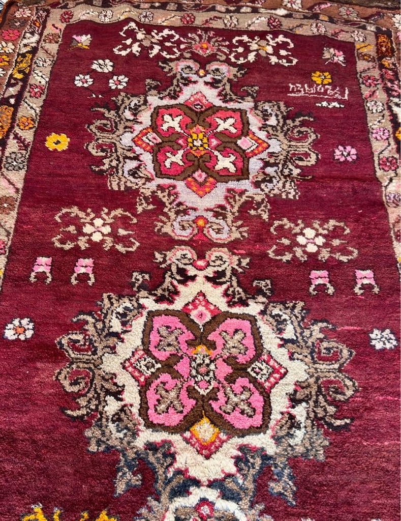 Kars yöresine ait kök boyalı el dokuma antika halı - 3