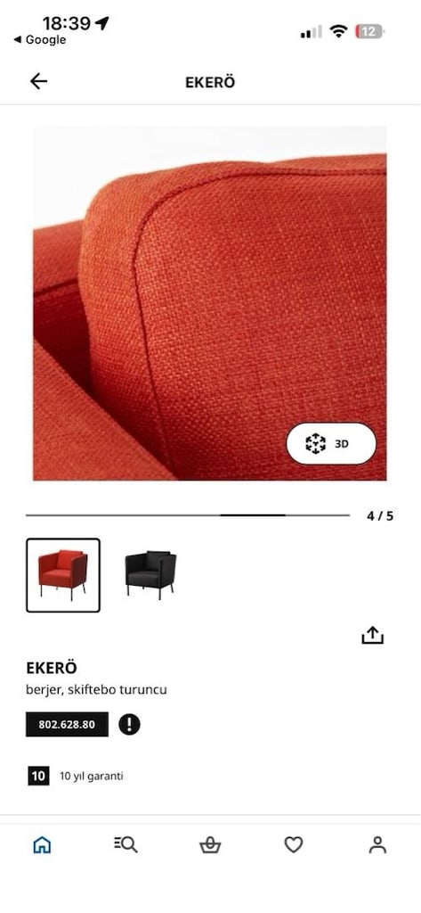 IKEA EKERÖ BERJER TEKLİ KOLTUK (Skiftebo Turuncu) - 4