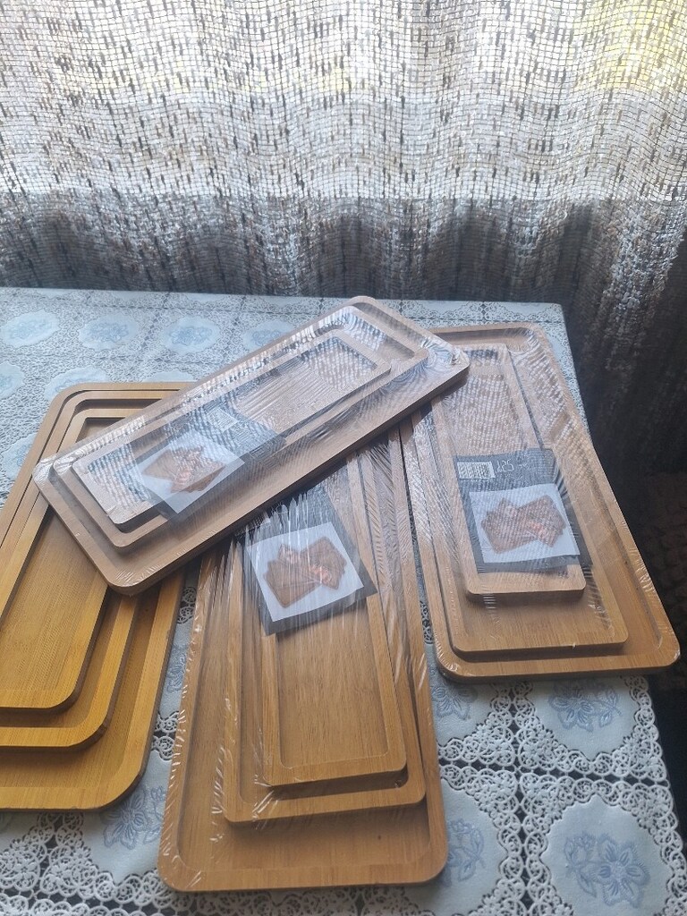 üçlü ahşap servis sunum tepsisi - 2