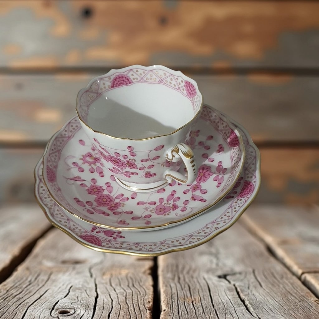 Vintage Alman Meissen Trio Fincan - 3