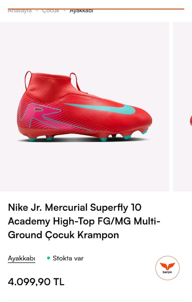 Nike Jr. Mercurial Superfly 10 Academy High-Top FG/MG Multi-Ground Çoc