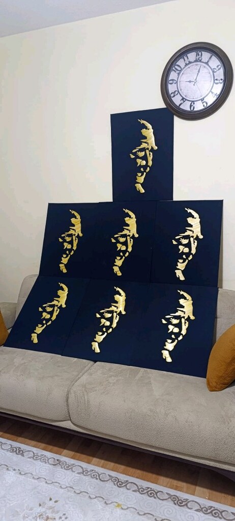 Atatürk Silüetli Kumaş Tablo - 3