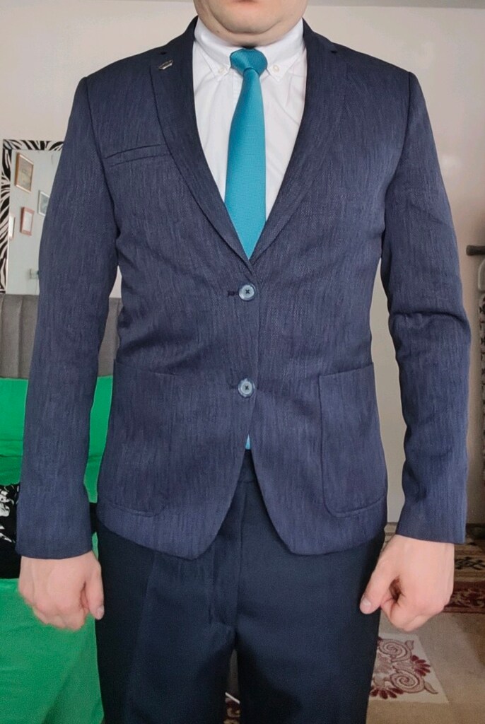 48 Beden Regular Fit Takım Elbise Lacivert Erkek - 5