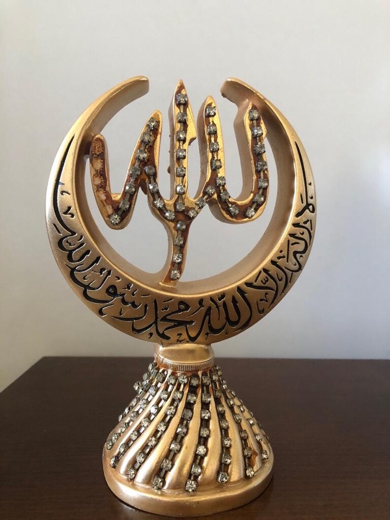 Allah Muhammet yazılı 2 gümüş ,2 altın rengi ev dekorasyonu - 4