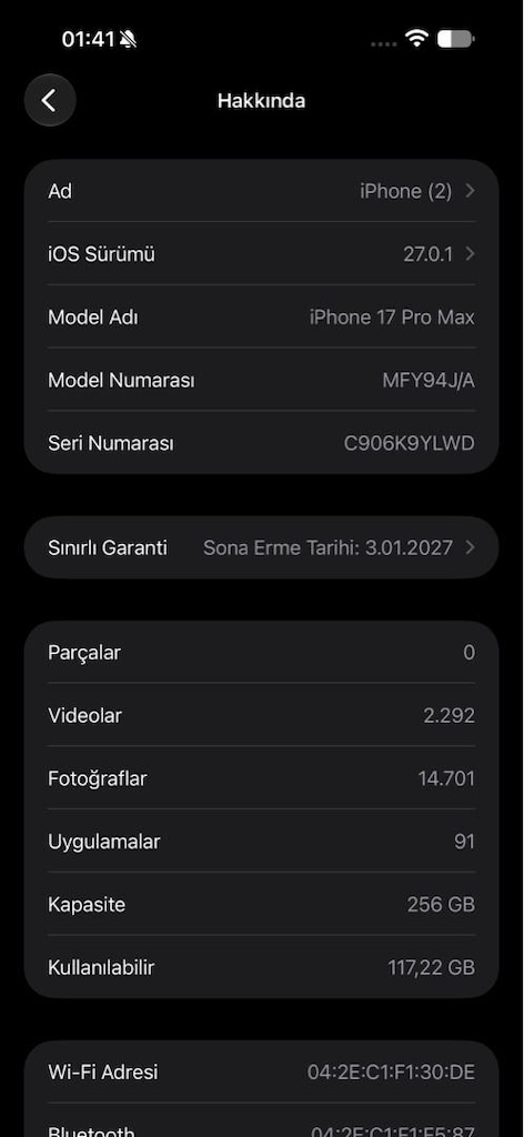 SIFIRDAN FARKSIZ 17 PRO MAX 256 GB YD - 17