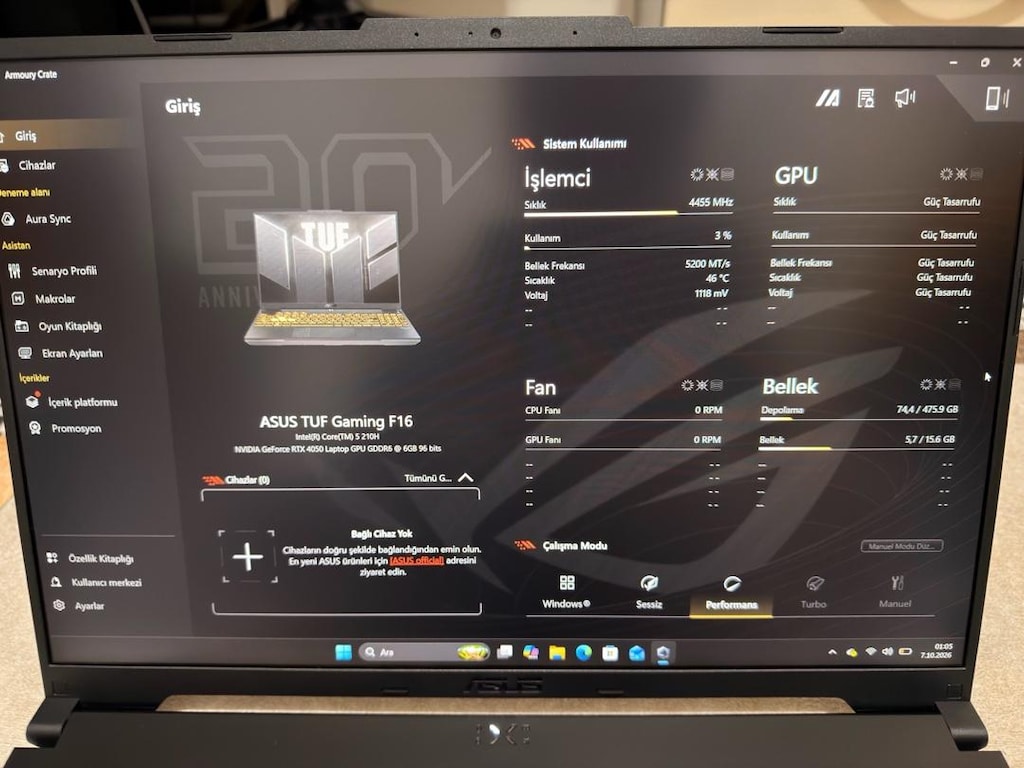 Asus Tuf Gaming f16 temiz garantisi devam ediyor 5 aylık cihaz - 2