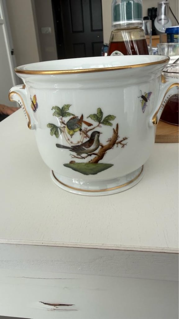 “Herend Rothschild Bird 7215/RO El Boyaması Porselen Cachepot - 8