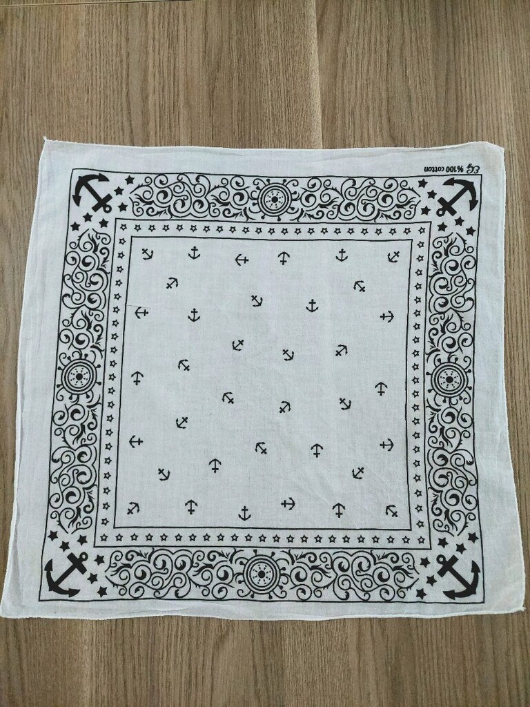 Beyaz Çapa Desenli unisex Bandana&Fular - 4
