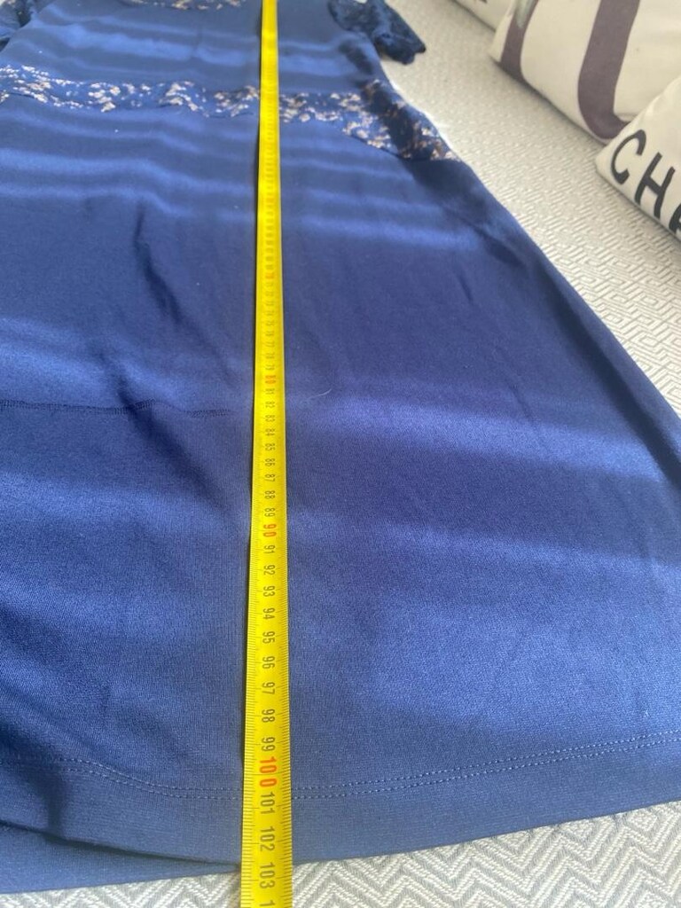 Lacivert Dantel Detaylı Midi Elbise - 5