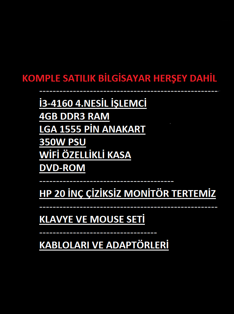KOMPLE SATILIK EKSİKSİZ MASAÜSTÜ BİLGİSAYAR - 2