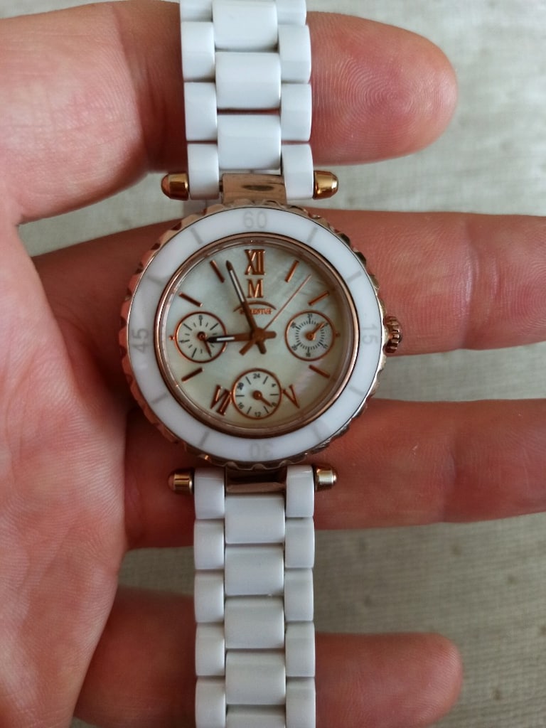 orjinal Momentus Sedef kadran seramik kordon rose Gold bayan saat - 7