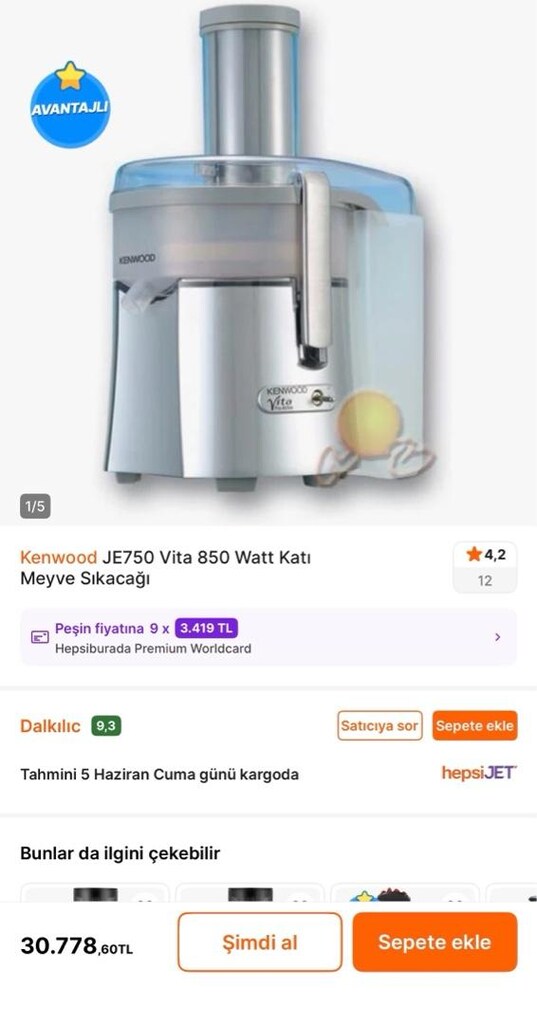 Katı meyve sıkacağı kenwoot marka - 9