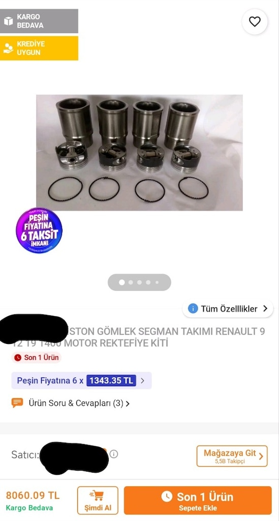 RENO 9 12 19 PİSTON SEKMAN GÖMLEK TAKIMI - 3