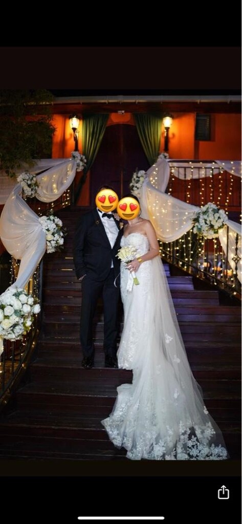 oleg cassini dantel uzun kuyruk gelinlik - 2