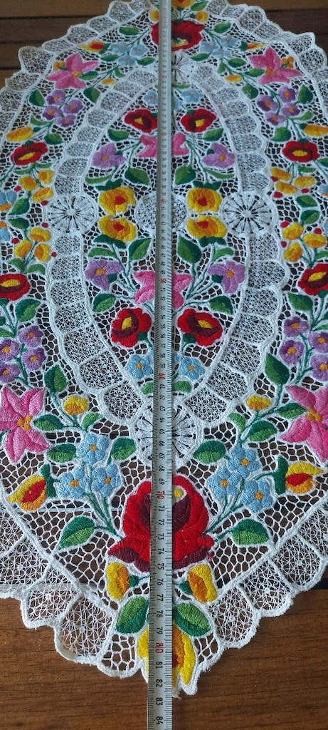 AVRUPA NAKIS BOBIN DANTELI VİNTAGE ÖRTÜ 82/47CM SİFİR SANDİKTAN - 2