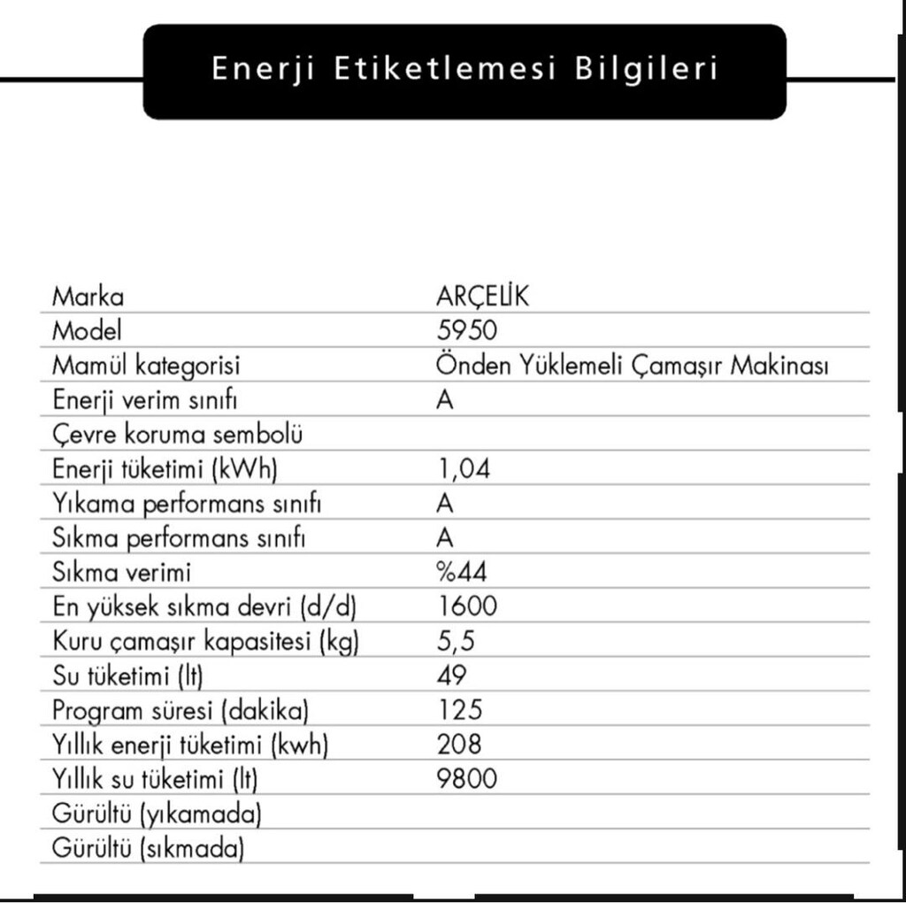 ARÇELİK 5950 ORBİTAL ÇAMAŞIR MAKİNESİ (FAAL) - 2