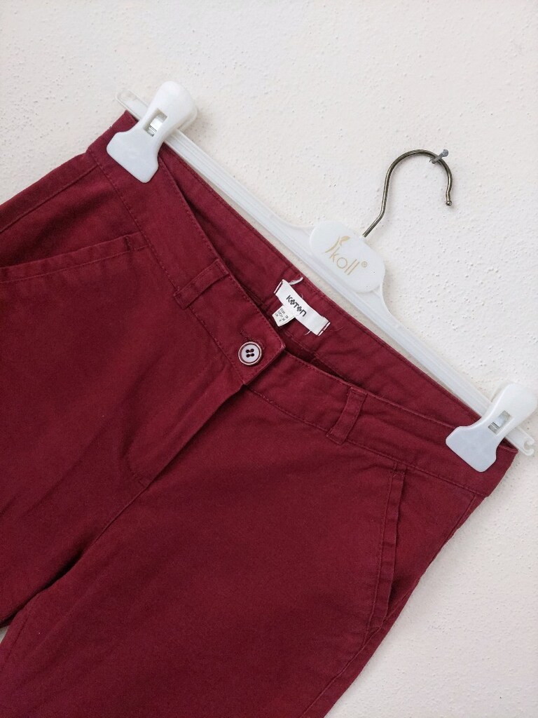KOTON kadın bordo casual pantolon - 3