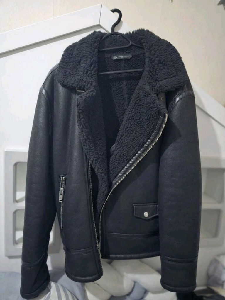 Zara Double-Faced Kürklü Biker Deri Mont - 2