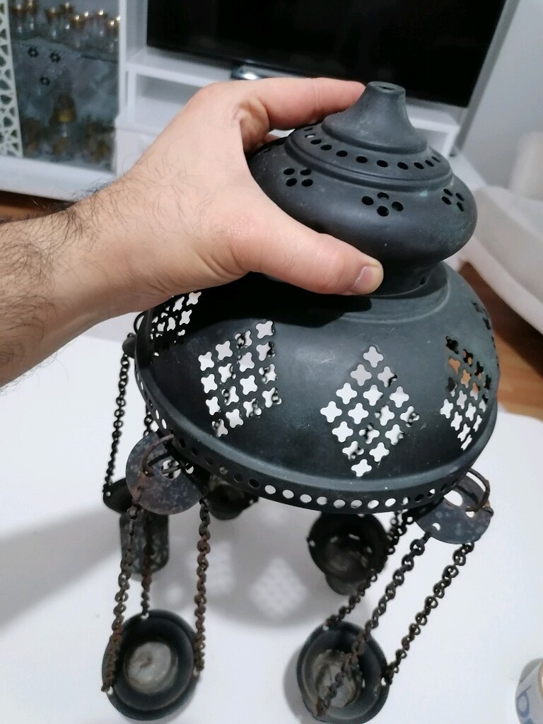 Vintage Nostaljik Dekoratif Osmanlı Tarzı 5 li Metal Zincirli Mumluk - 3