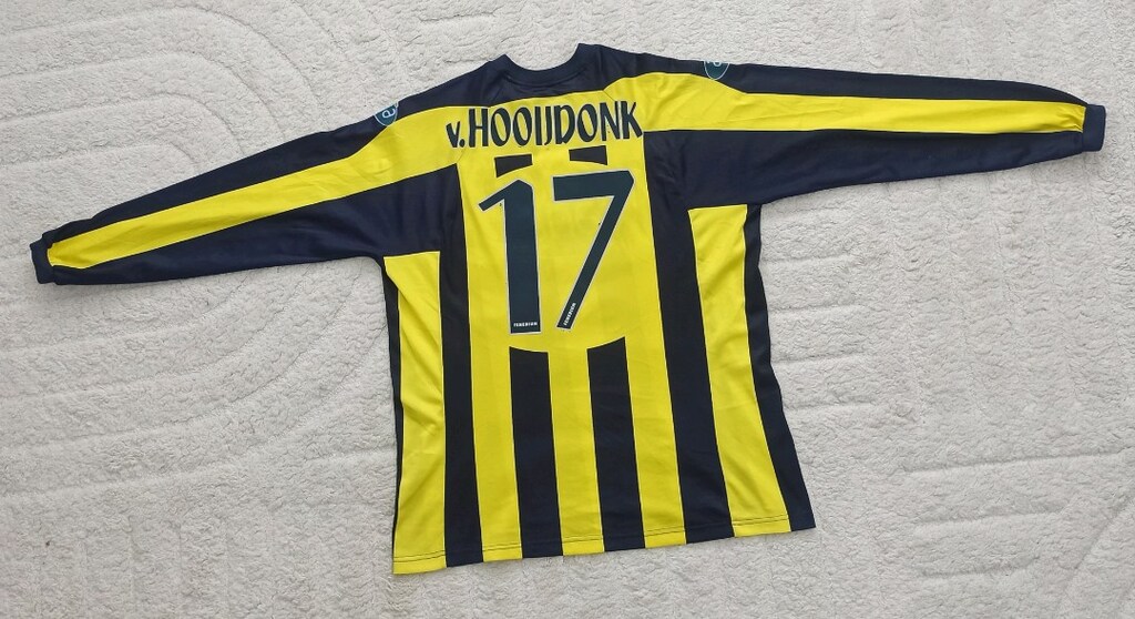 2003-2004 Sezonu Van Hooijdonk Orijinal Fenerbahçe Çubuklu Forma - 4