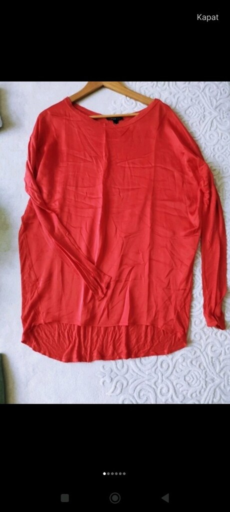 MANGO Oversize harika kırmızı saten bluz Violetta M L - 4