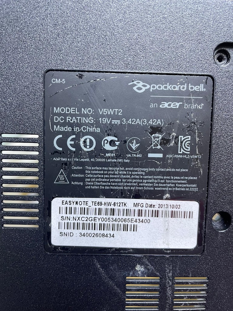 PACKARD BELL YEDEK PARÇALAR V5WT2 - 7