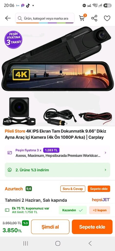 4K IPS Ekran Tam Dokunmatik 9.66” Dikiz Ayna Araç Içi Kamera - 8