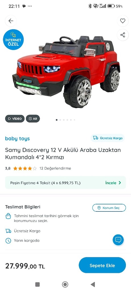 samy dıscovery 12 v akülü araba - 9