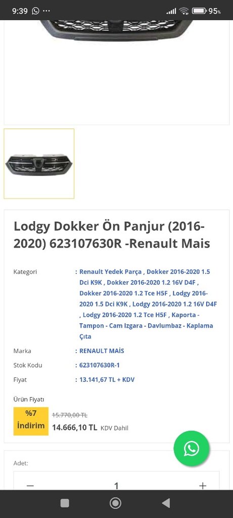 2016 sonrası lodgy doccer ön panjur sıfır orj - 6