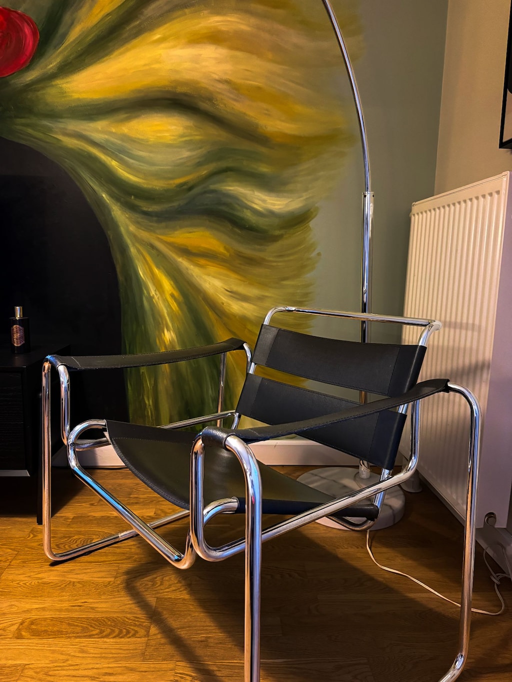 Bauhaus Wassily Chair Tarzı Vintage Krom Deri Berjer - 5