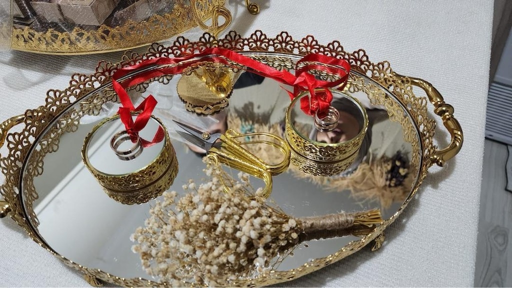 söz nişan ve damat kahve tepsisi