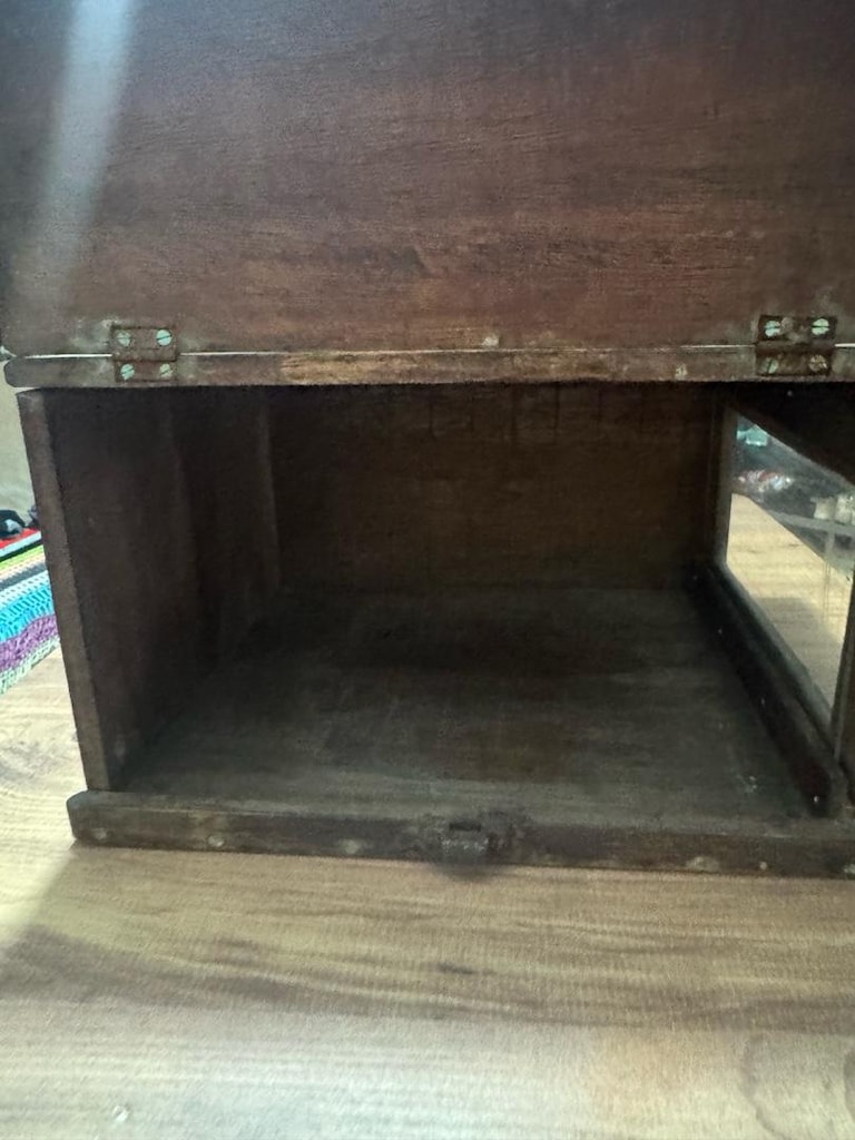 Vintage Ahşap Camlı Vitrin Kutusu / Teşhir Sandığı 32x36x21 cm Masif - 3