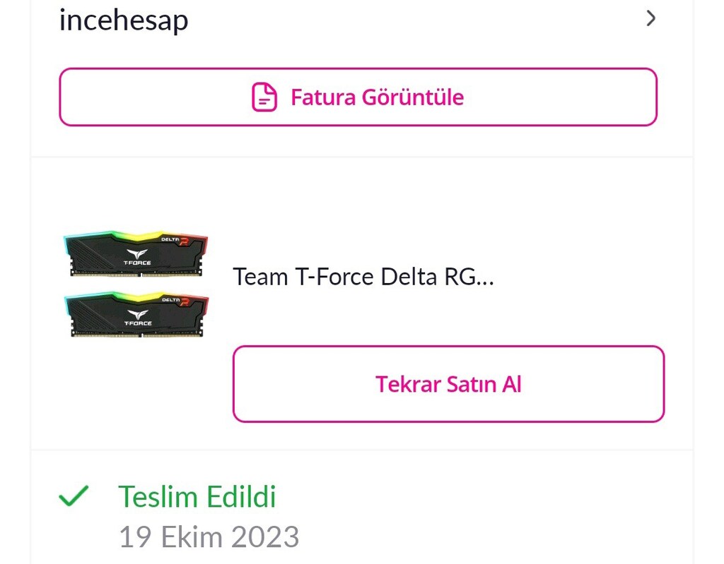 TEAM T-FORCE DELTA RGB BLACK 16 GB (2x8) 3600 MHz DDR4 RAM CL18 - 5