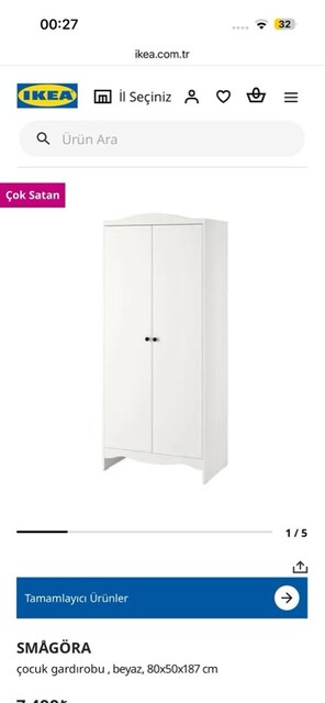 ikea smagöre beyaz kapaklı beyaz çocuk gardrobu dolap sorunsuz orj
