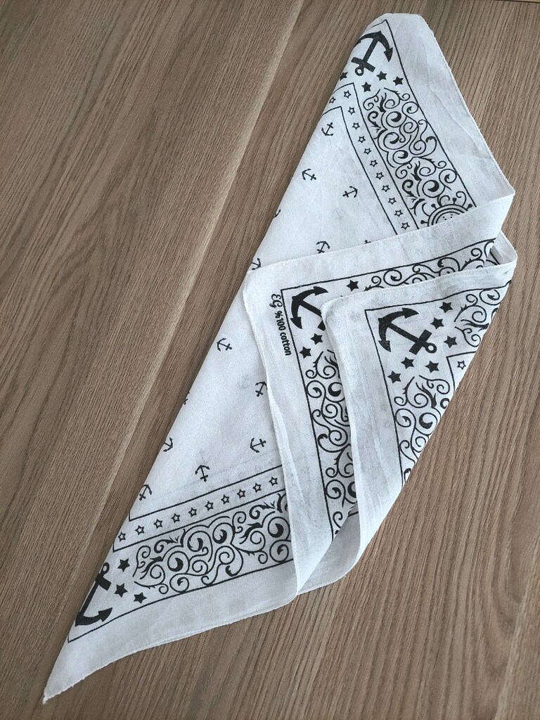 Beyaz Çapa Desenli unisex Bandana&Fular - 2