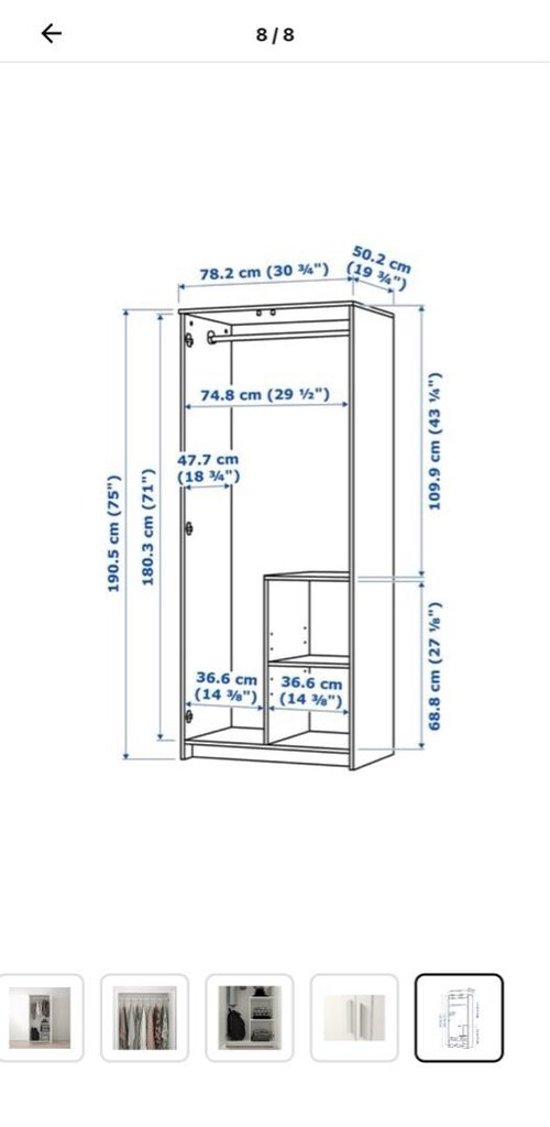 ikea gardırop, beyaz, 78×190 cm - 7