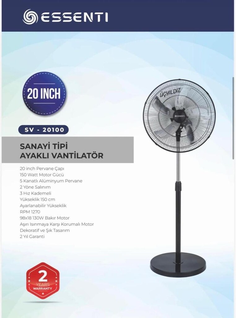 SÜSLER SANAYİ TİP VANTİLATÖR 150 WATT CANAVAR sıfır vantilatör - 3
