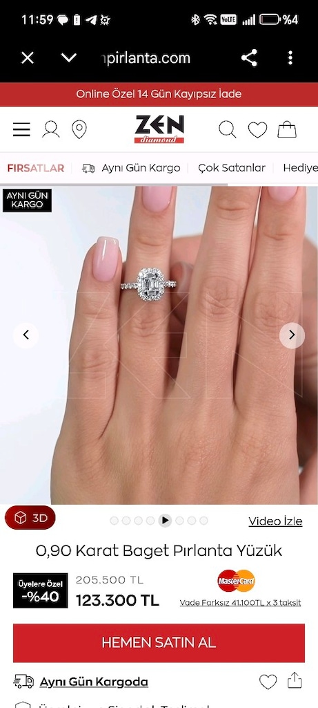 Zen Diamond Sertifikalı 0.98 ct Baget Pırlanta Sıfır - 8