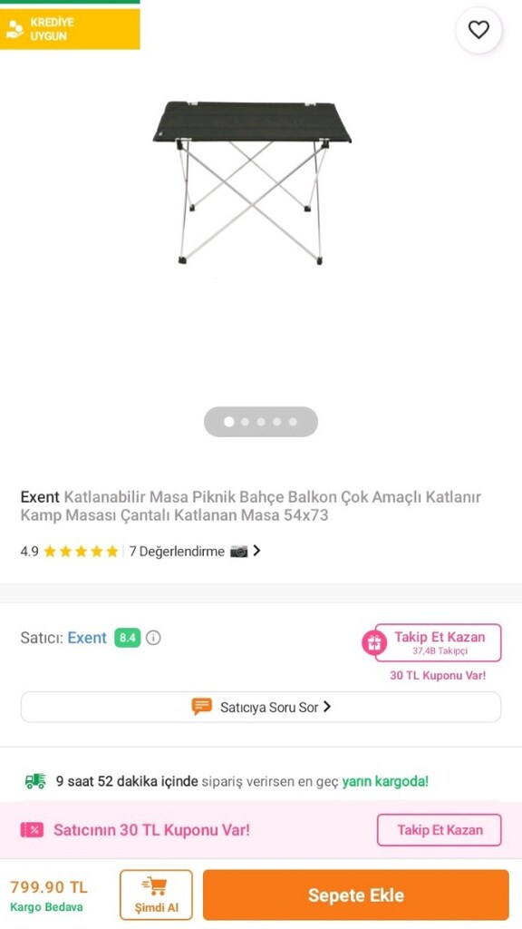 Katlanır Kamp Masası Exent - 2