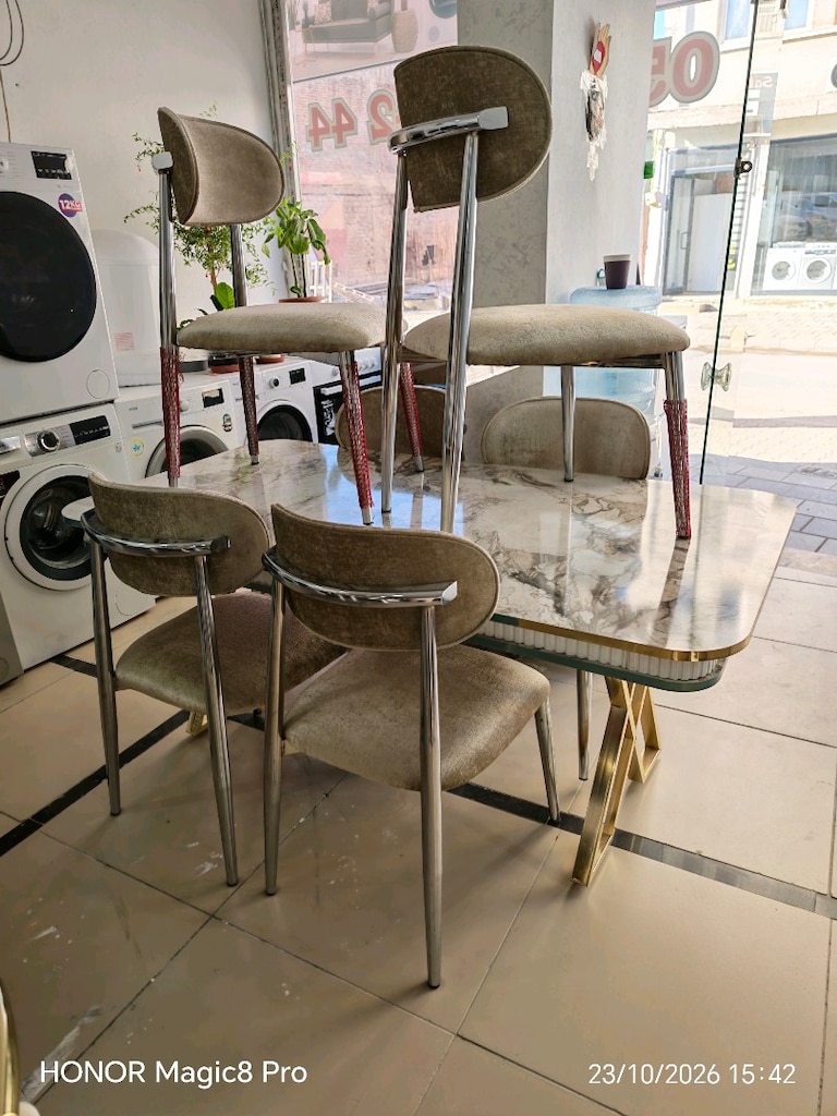sıfır 6 kişilik lüks full MDF yemek masaları kampanyalı fiyat - 3