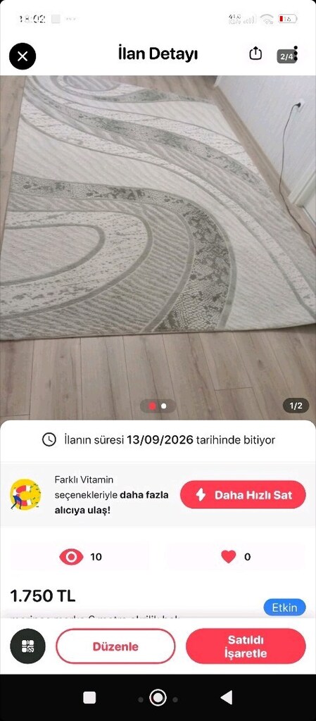 merinos 6 m halı. - 2