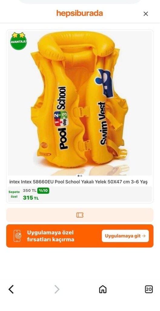 İNTEX YAKALI, ÜÇ EMNİYETLİ. ŞİŞME SARI ÇOCUK YELEK - 5